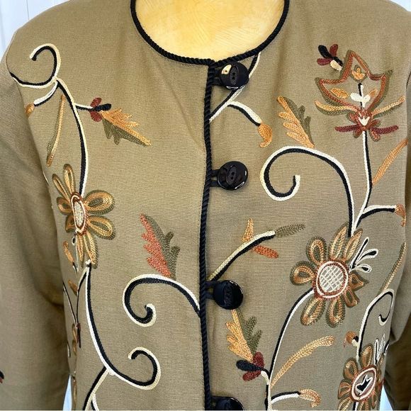 Unique Artisan hand made Embroidered Jacket Tan - Picture 3 of 9